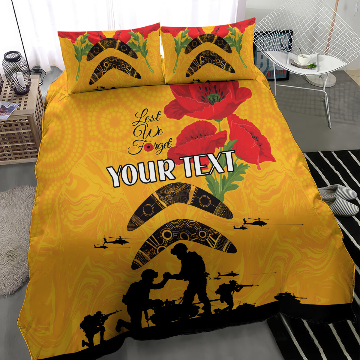 Australia Matildas Soccer ANZAC Custom Bedding Set Gallipoli Soldier With Aboriginal Dots Art
