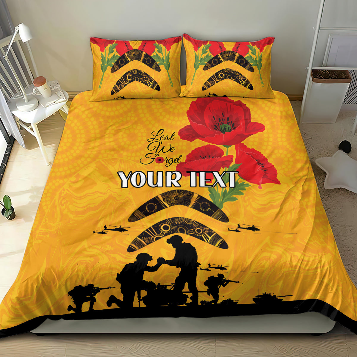 Australia Matildas Soccer ANZAC Custom Bedding Set Gallipoli Soldier With Aboriginal Dots Art