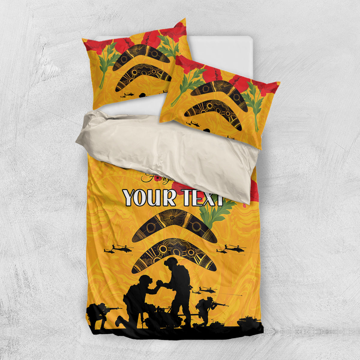 Australia Matildas Soccer ANZAC Custom Bedding Set Gallipoli Soldier With Aboriginal Dots Art