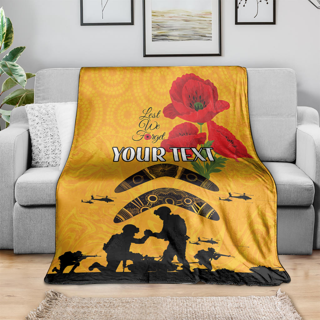 Australia Matildas Soccer ANZAC Custom Blanket Gallipoli Soldier With Aboriginal Dots Art
