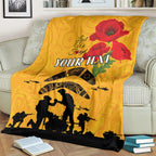 Australia Matildas Soccer ANZAC Custom Blanket Gallipoli Soldier With Aboriginal Dots Art