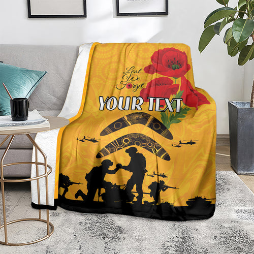 Australia Matildas Soccer ANZAC Custom Blanket Gallipoli Soldier With Aboriginal Dots Art