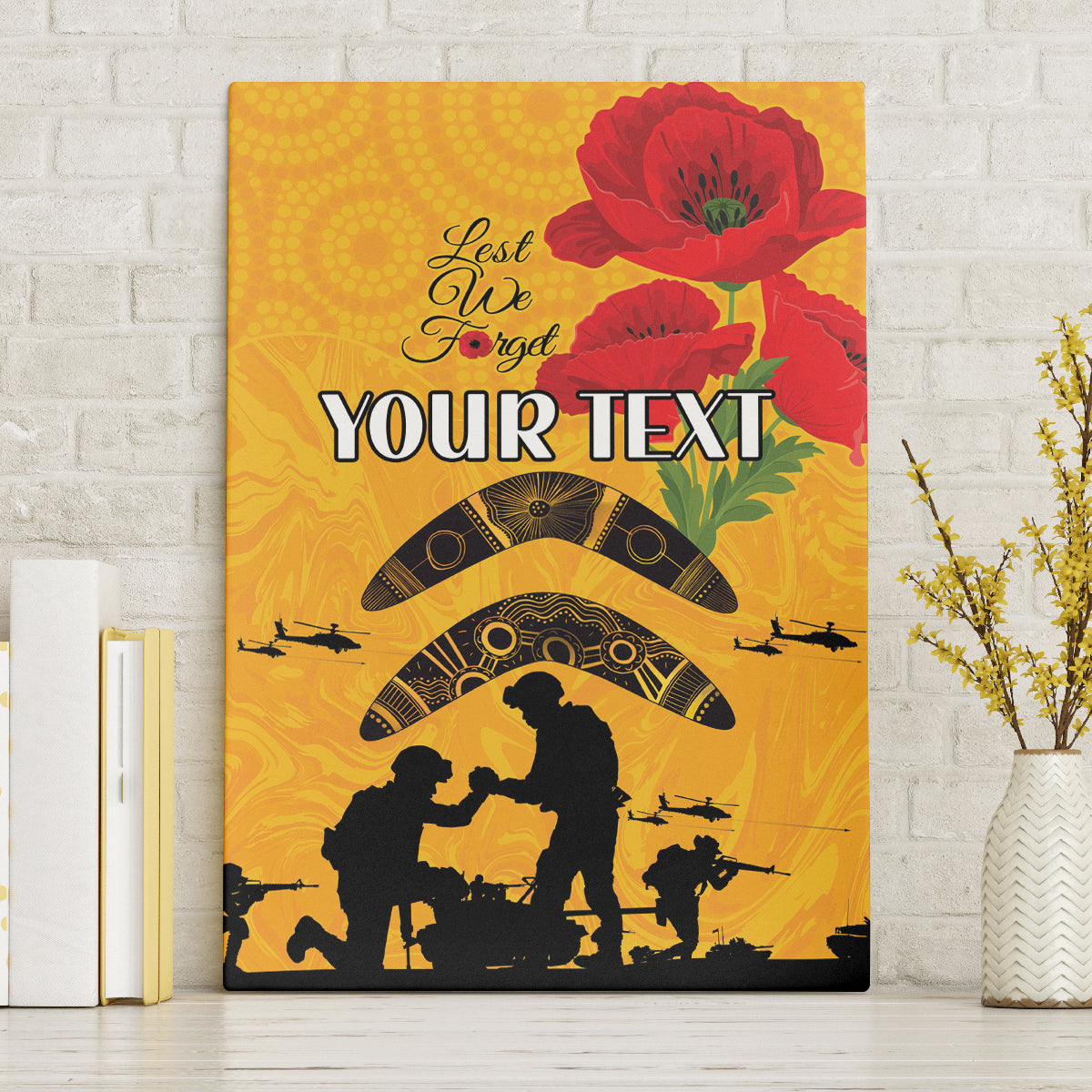 Australia Matildas Soccer ANZAC Custom Canvas Wall Art Gallipoli Soldier With Aboriginal Dots Art