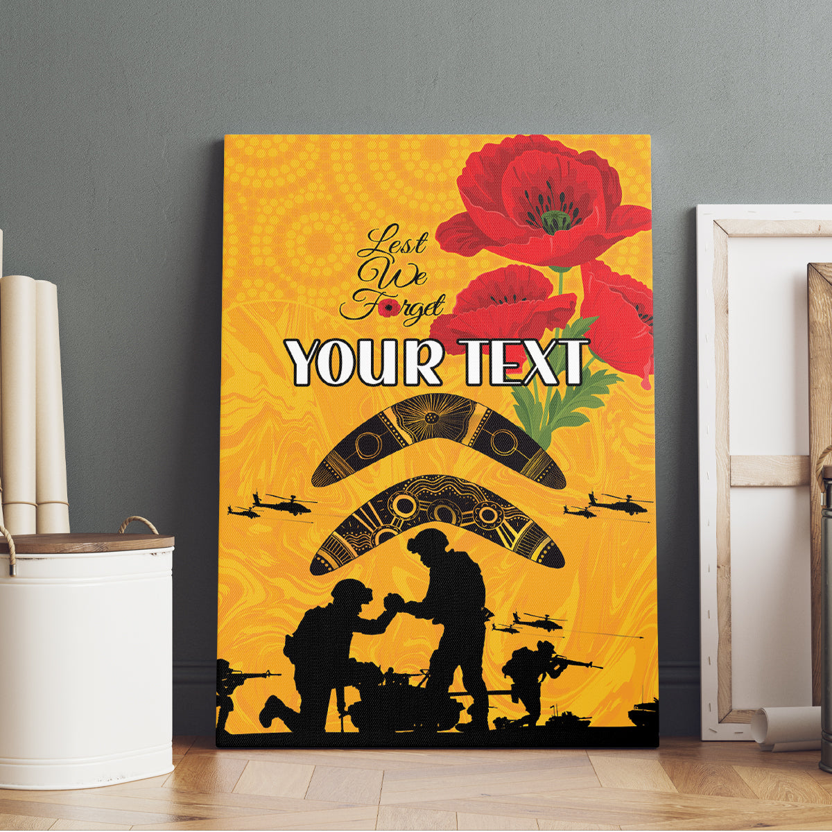 Australia Matildas Soccer ANZAC Custom Canvas Wall Art Gallipoli Soldier With Aboriginal Dots Art