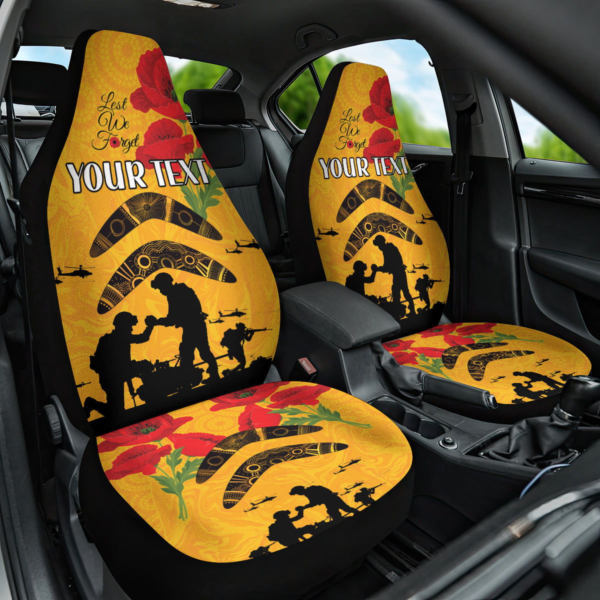 Australia Matildas Soccer ANZAC Custom Car Seat Cover Gallipoli Soldier With Aboriginal Dots Art