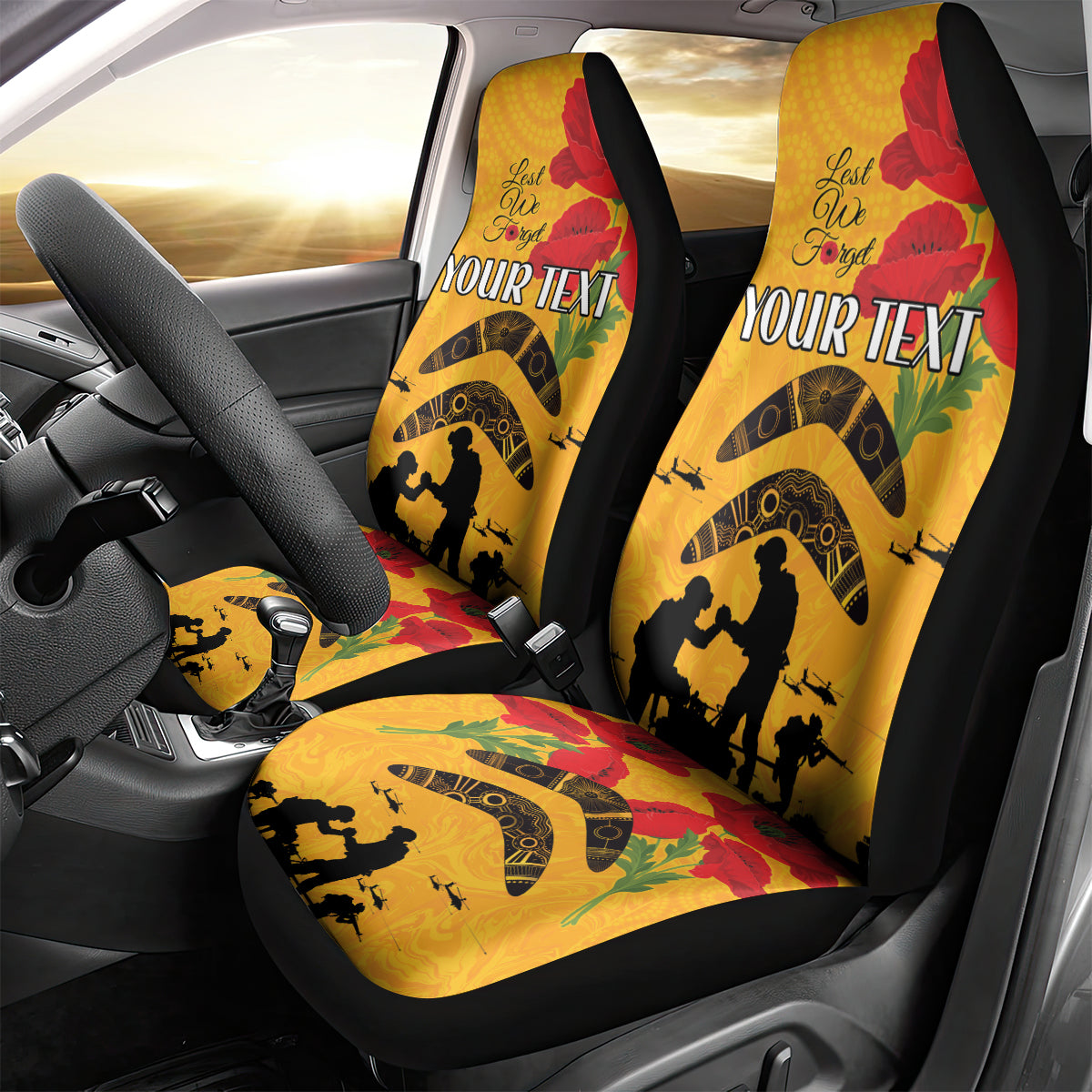 Australia Matildas Soccer ANZAC Custom Car Seat Cover Gallipoli Soldier With Aboriginal Dots Art