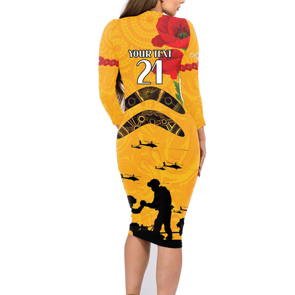 Australia Matildas Soccer ANZAC Custom Family Matching Long Sleeve Bodycon Dress and Hawaiian Shirt Gallipoli Soldier With Aboriginal Dots Art