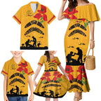 Australia Matildas Soccer ANZAC Custom Family Matching Mermaid Dress and Hawaiian Shirt Gallipoli Soldier With Aboriginal Dots Art