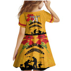 Australia Matildas Soccer ANZAC Custom Family Matching Mermaid Dress and Hawaiian Shirt Gallipoli Soldier With Aboriginal Dots Art