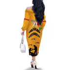 Australia Matildas Soccer ANZAC Custom Family Matching Off Shoulder Long Sleeve Dress and Hawaiian Shirt Gallipoli Soldier With Aboriginal Dots Art
