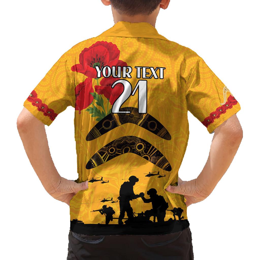 Australia Matildas Soccer ANZAC Custom Family Matching Off Shoulder Short Dress and Hawaiian Shirt Gallipoli Soldier With Aboriginal Dots Art