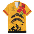 Australia Matildas Soccer ANZAC Custom Family Matching Off Shoulder Short Dress and Hawaiian Shirt Gallipoli Soldier With Aboriginal Dots Art