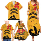 Australia Matildas Soccer ANZAC Custom Family Matching Summer Maxi Dress and Hawaiian Shirt Gallipoli Soldier With Aboriginal Dots Art