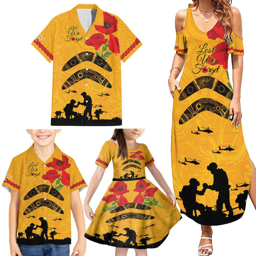 Australia Matildas Soccer ANZAC Custom Family Matching Summer Maxi Dress and Hawaiian Shirt Gallipoli Soldier With Aboriginal Dots Art