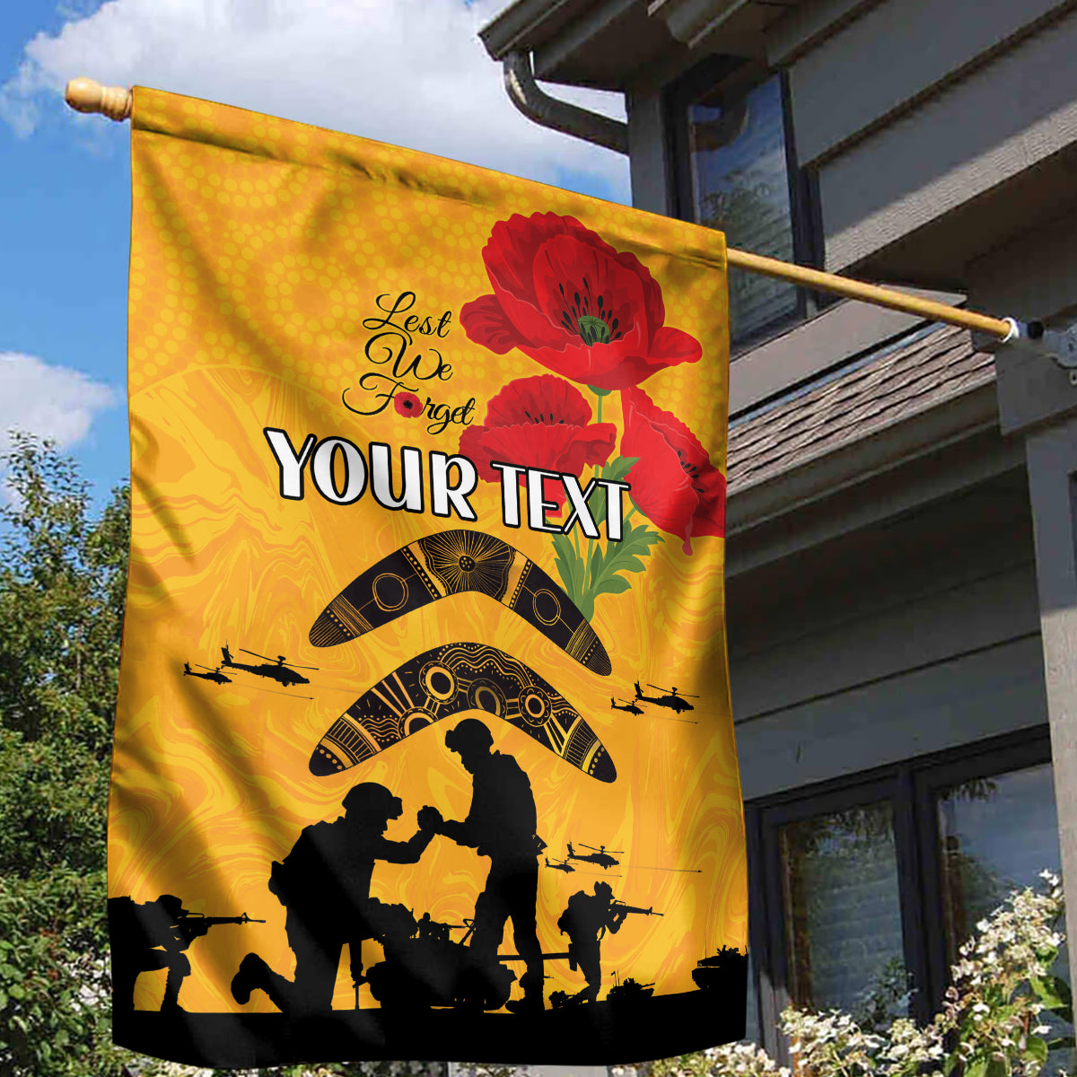 Australia Matildas Soccer ANZAC Custom Garden Flag Gallipoli Soldier With Aboriginal Dots Art