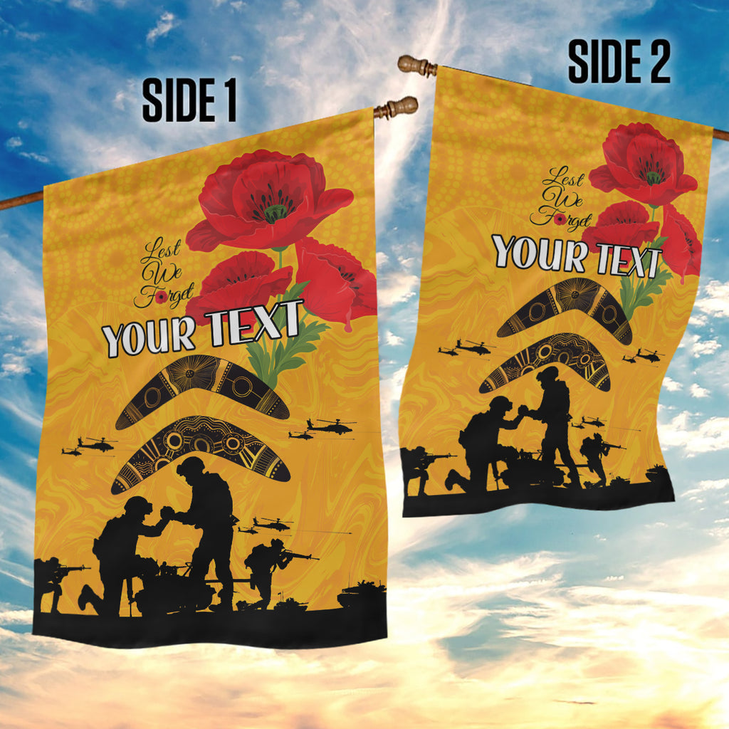 Australia Matildas Soccer ANZAC Custom Garden Flag Gallipoli Soldier With Aboriginal Dots Art