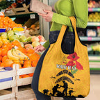 Australia Matildas Soccer ANZAC Custom Grocery Bag Gallipoli Soldier With Aboriginal Dots Art