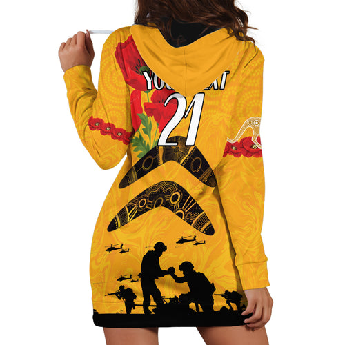 Australia Matildas Soccer ANZAC Custom Hoodie Dress Gallipoli Soldier With Aboriginal Dots Art