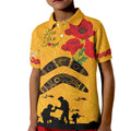 Australia Matildas Soccer ANZAC Custom Kid Polo Shirt Gallipoli Soldier With Aboriginal Dots Art