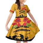 Australia Matildas Soccer ANZAC Custom Kid Short Sleeve Dress Gallipoli Soldier With Aboriginal Dots Art
