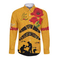 Australia Matildas Soccer ANZAC Custom Long Sleeve Button Shirt Gallipoli Soldier With Aboriginal Dots Art