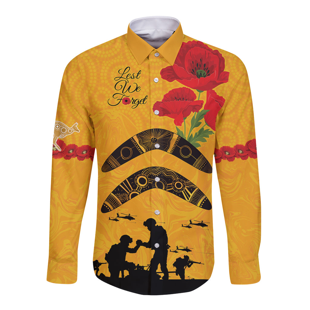 Australia Matildas Soccer ANZAC Custom Long Sleeve Button Shirt Gallipoli Soldier With Aboriginal Dots Art