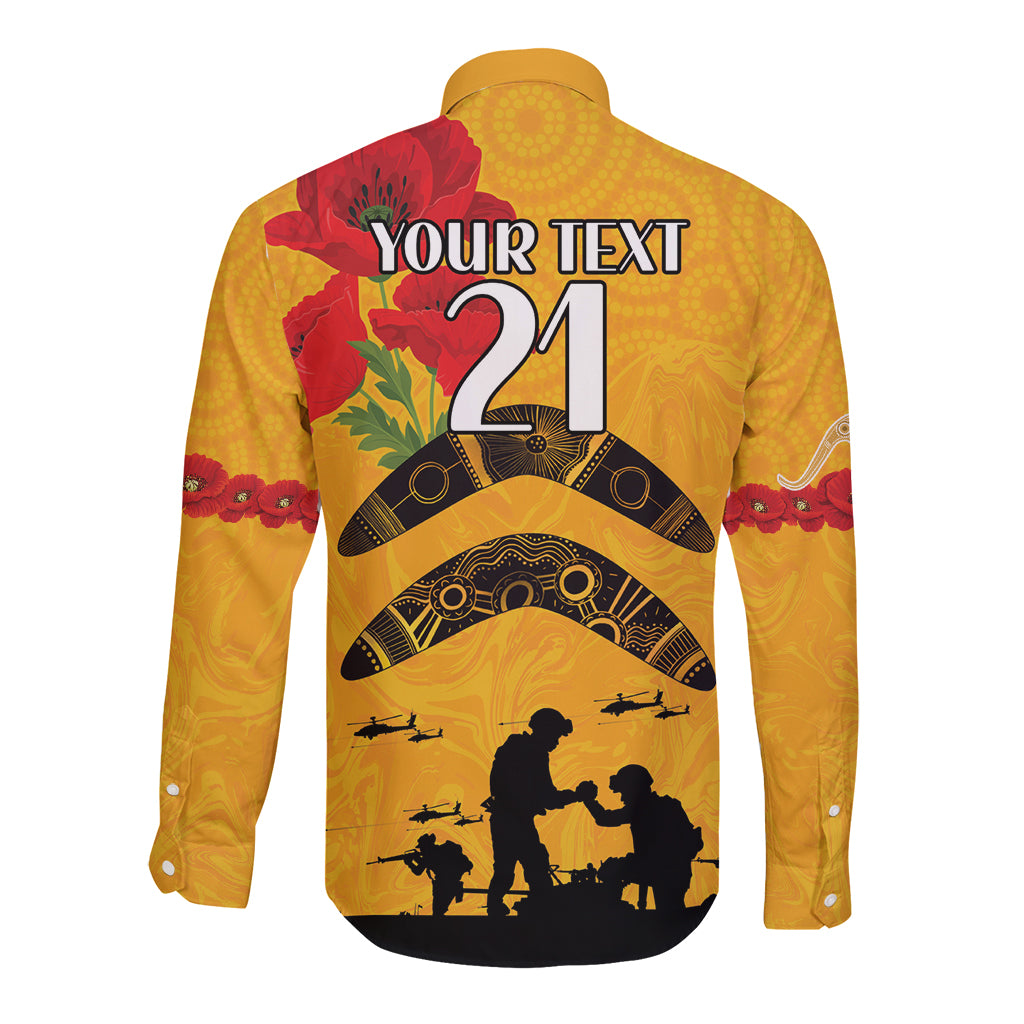 Australia Matildas Soccer ANZAC Custom Long Sleeve Button Shirt Gallipoli Soldier With Aboriginal Dots Art