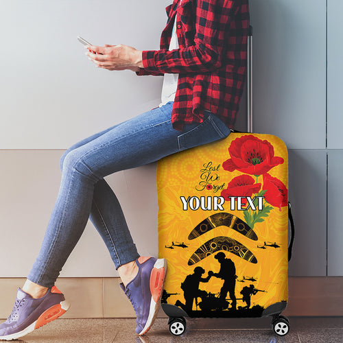 Australia Matildas Soccer ANZAC Custom Luggage Cover Gallipoli Soldier With Aboriginal Dots Art
