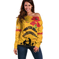 Australia Matildas Soccer ANZAC Custom Off Shoulder Sweater Gallipoli Soldier With Aboriginal Dots Art