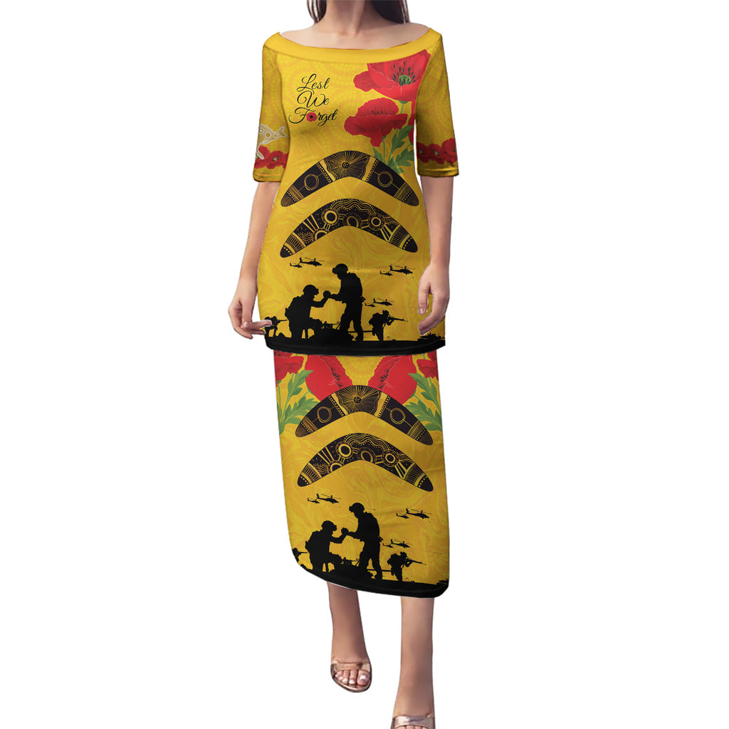 Australia Matildas Soccer ANZAC Custom Puletasi Gallipoli Soldier With Aboriginal Dots Art