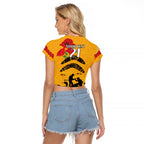 Australia Matildas Soccer ANZAC Custom Raglan Cropped T Shirt Gallipoli Soldier With Aboriginal Dots Art