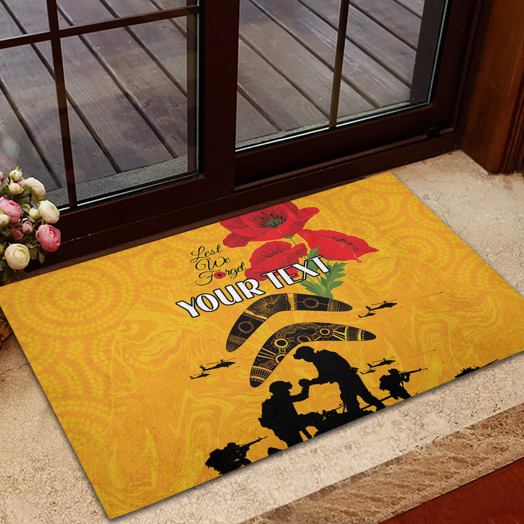 Australia Matildas Soccer ANZAC Custom Rubber Doormat Gallipoli Soldier With Aboriginal Dots Art