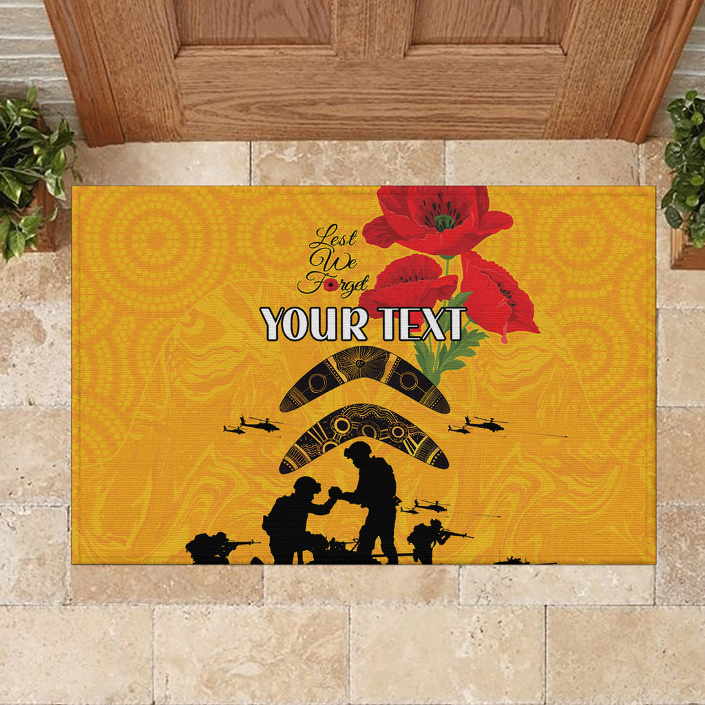 Australia Matildas Soccer ANZAC Custom Rubber Doormat Gallipoli Soldier With Aboriginal Dots Art