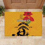 Australia Matildas Soccer ANZAC Custom Rubber Doormat Gallipoli Soldier With Aboriginal Dots Art