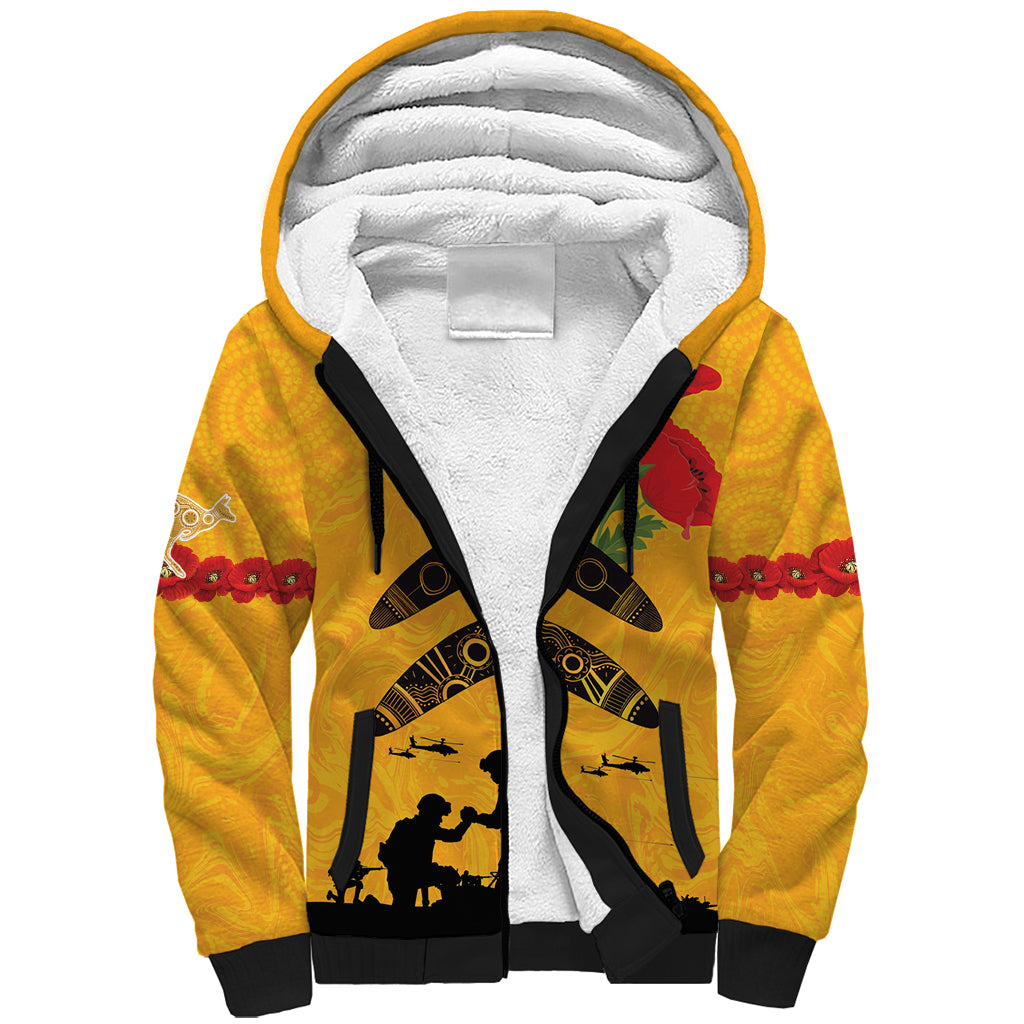 Australia Matildas Soccer ANZAC Custom Sherpa Hoodie Gallipoli Soldier With Aboriginal Dots Art
