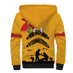 Australia Matildas Soccer ANZAC Custom Sherpa Hoodie Gallipoli Soldier With Aboriginal Dots Art