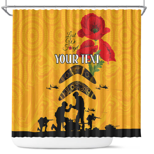 Australia Matildas Soccer ANZAC Custom Shower Curtain Gallipoli Soldier With Aboriginal Dots Art