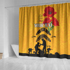 Australia Matildas Soccer ANZAC Custom Shower Curtain Gallipoli Soldier With Aboriginal Dots Art