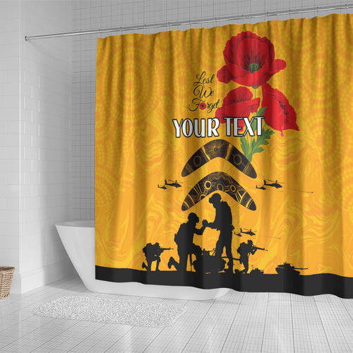 Australia Matildas Soccer ANZAC Custom Shower Curtain Gallipoli Soldier With Aboriginal Dots Art