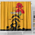 Australia Matildas Soccer ANZAC Custom Shower Curtain Gallipoli Soldier With Aboriginal Dots Art
