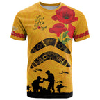 Australia Matildas Soccer ANZAC Custom T Shirt Gallipoli Soldier With Aboriginal Dots Art