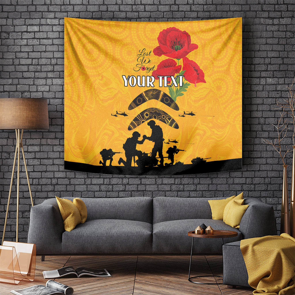 Australia Matildas Soccer ANZAC Custom Tapestry Gallipoli Soldier With Aboriginal Dots Art