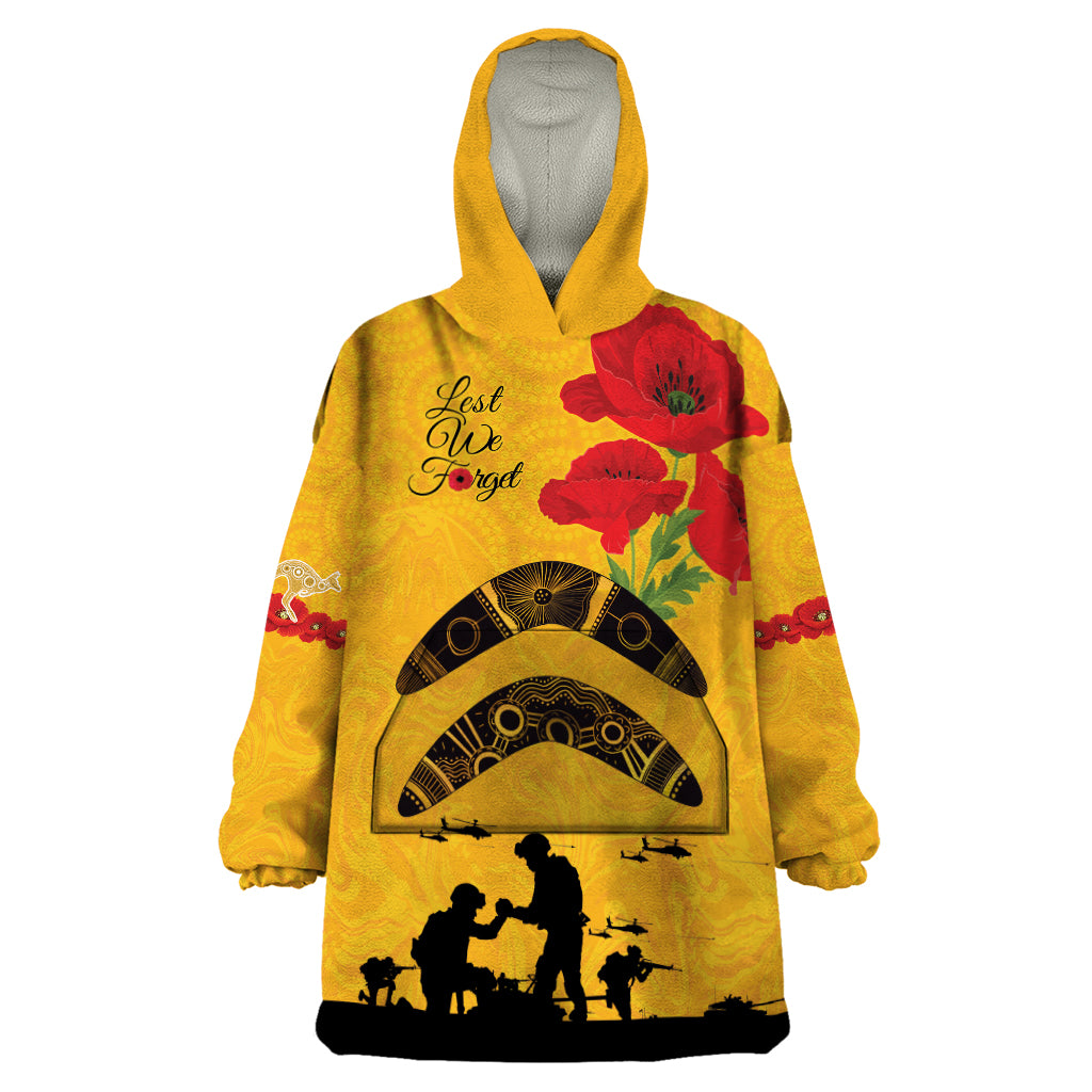 Australia Matildas Soccer ANZAC Custom Wearable Blanket Hoodie Gallipoli Soldier With Aboriginal Dots Art