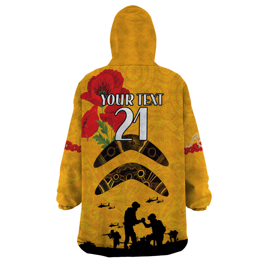 Australia Matildas Soccer ANZAC Custom Wearable Blanket Hoodie Gallipoli Soldier With Aboriginal Dots Art