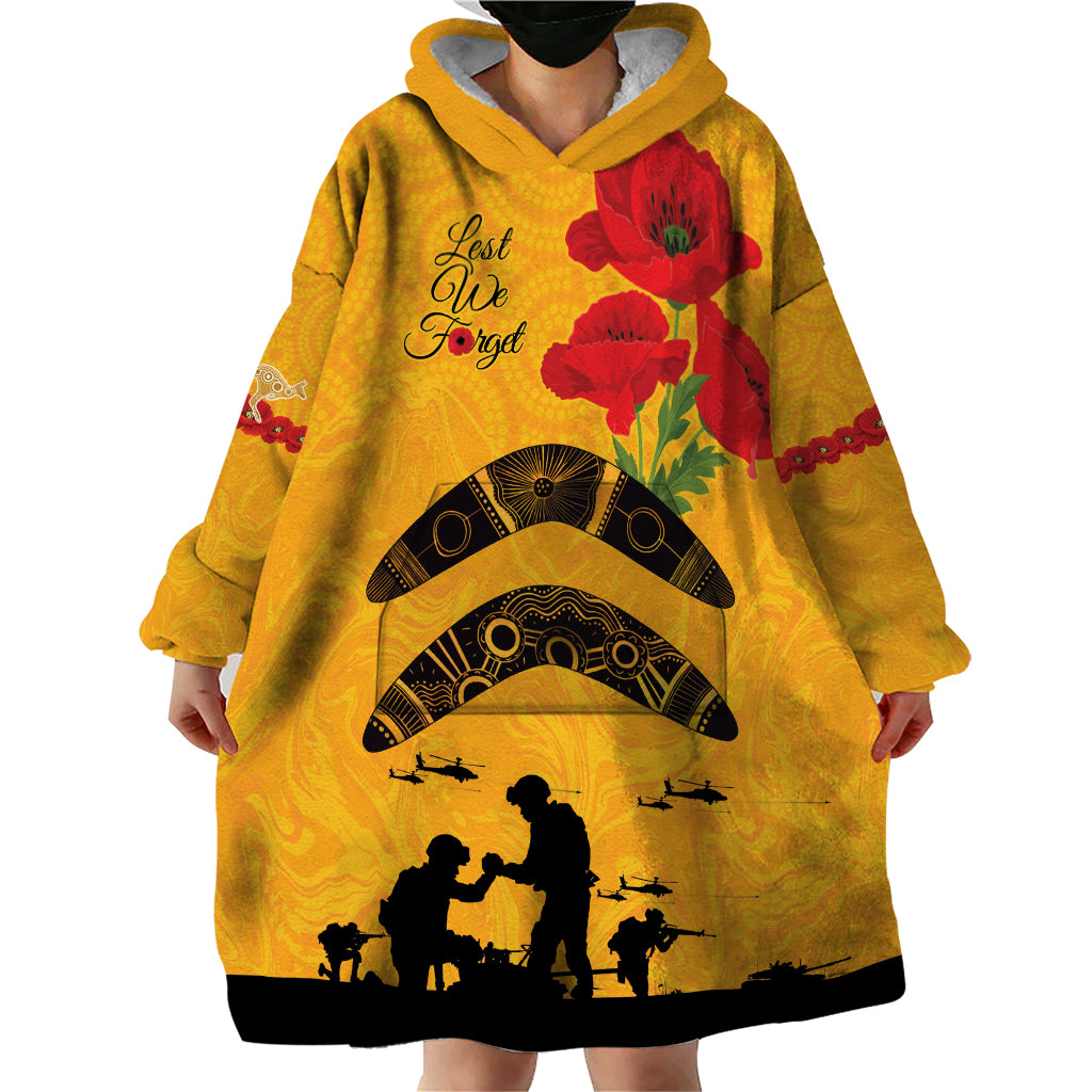 Australia Matildas Soccer ANZAC Custom Wearable Blanket Hoodie Gallipoli Soldier With Aboriginal Dots Art