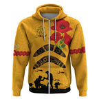 Australia Matildas Soccer ANZAC Custom Zip Hoodie Gallipoli Soldier With Aboriginal Dots Art