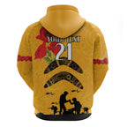 Australia Matildas Soccer ANZAC Custom Zip Hoodie Gallipoli Soldier With Aboriginal Dots Art