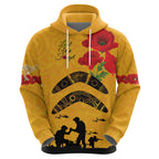 Australia Matildas Soccer ANZAC Custom Zip Hoodie Gallipoli Soldier With Aboriginal Dots Art