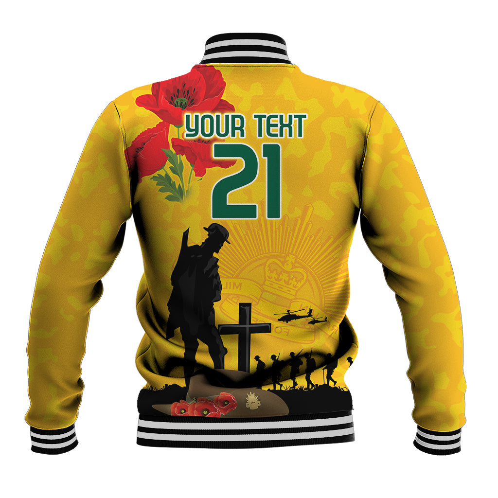 Australia Socceroos Soccer ANZAC Custom Baseball Jacket Gallipoli Soldier With Camouflage Art