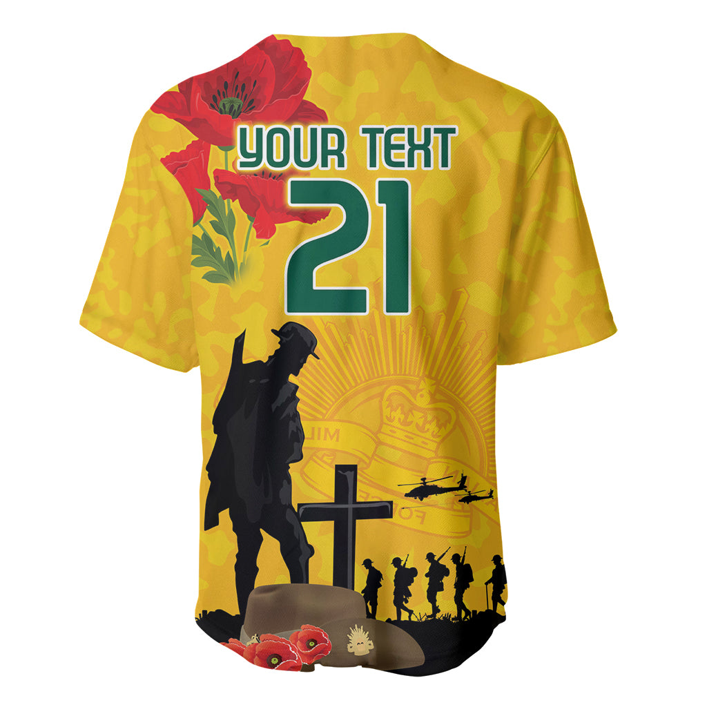 Australia Socceroos Soccer ANZAC Custom Baseball Jersey Gallipoli Soldier With Camouflage Art